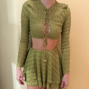 NWT Mistress rocks green lace set